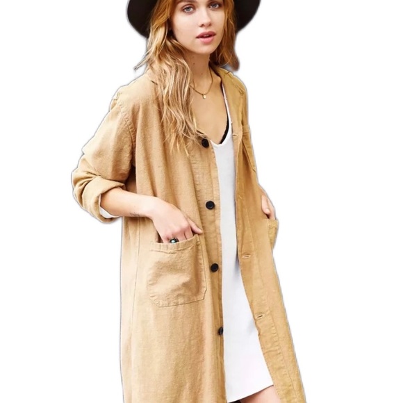NWOT Urban Renewal Vintage Linen Shop Coat in Neutral - Picture 2 of 9